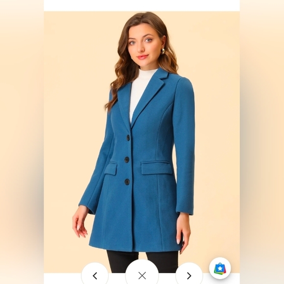 Allegra K Jackets & Blazers - Allegra K Coats Notched Lapel Long Sleeves Single Breasted Fall Winter Peacoat